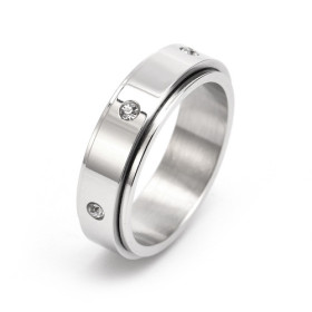 Bague anti stress anneau tournant - Diamant Bague anti stress anneau tournant - Diamant