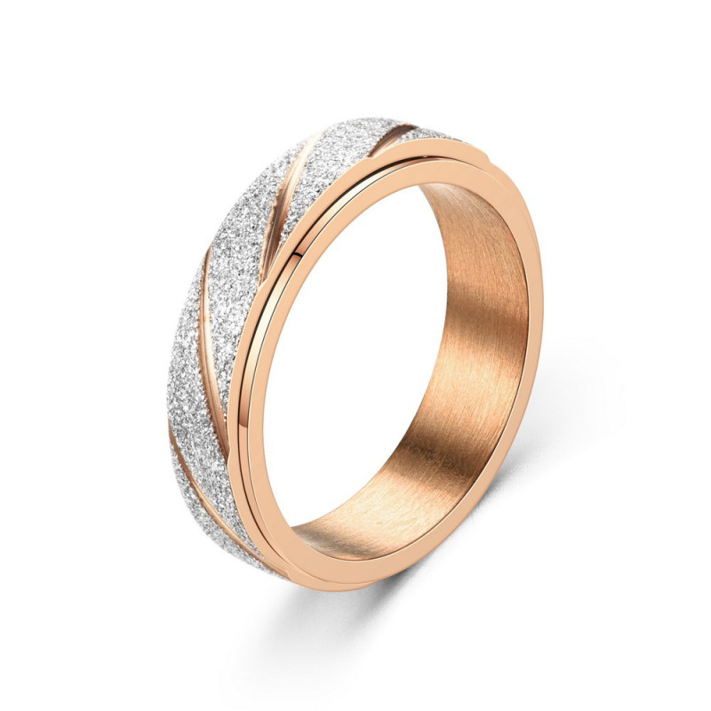 Bague anti stress anneau tournant - Femme Or Rose