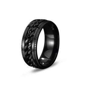 Bague anti stress anneau tournant - Chaîne Noir Bague anti stress anneau tournant - Chaîne Noir