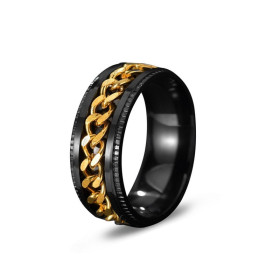 Bague anti stress anneau tournant - Chaîne Or Bague anti stress anneau tournant - Chaîne Or