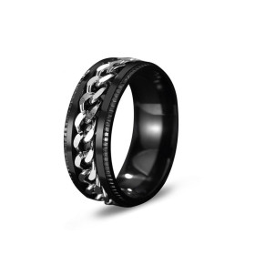 Bague anti stress anneau tournant - Chaîne Argent Bague anti stress anneau tournant - Chaîne Argent