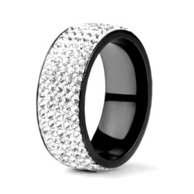 Bague Noir Strass - Blanc Bague Noir Strass Blanc