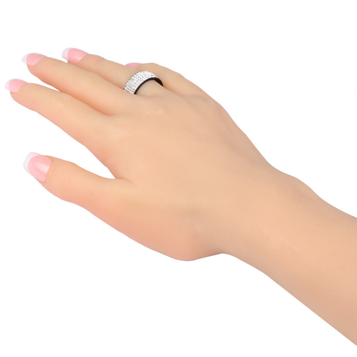 Bague En Argent Sterling Ornée De Strass Blancs - État D'occasion - Style Vintage Ou Classique