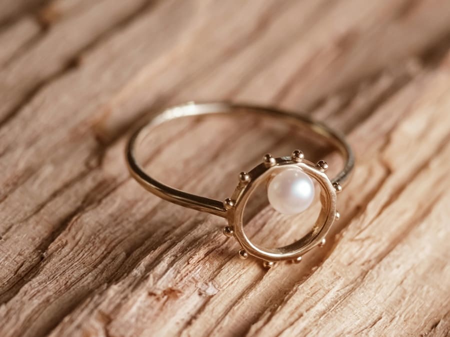 bague en perle or